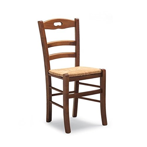 Chaise Savoy rustique en bois massif noyer siège paille Chaise Savoy rustique en bois massif noyer siège paille