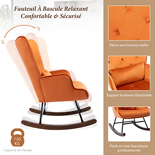 Fauteuil à Bascule Cocon 200kg - Mousse Mémoire - Pour Allaitement, Lecture - Repose-pieds Inclus - 2