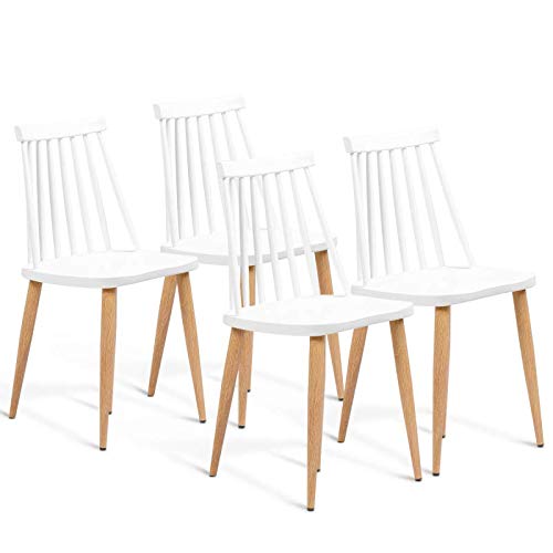 IDMarket - Lot de 4 chaises Lily Blanches pour Salle à Manger