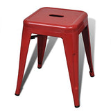 vidaXL Lot de 2 Petits tabourets en métal empilables Rouges