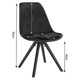 WOLTU Lot de 4 Chaises de Salle à Manger Chaises de Cuisine en Velours,Chaises de Relax Nouveau Design Noir BH196sz-4