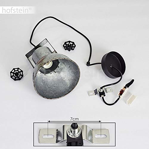 HOFSTEIN Suspension Hora en métal gris effet rouille et base aspect bois, lampe pendante retro-industrielle, hauteur ajustable, max. 109 cm, pour 1 ampoule E27, ampoule(s) non incluse(s)