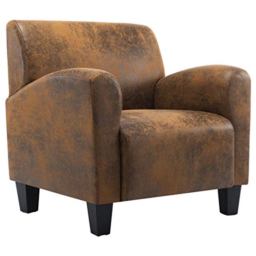 Festnight Chaise Fauteuil Bureau Fauteuil de Salon Similicuir Daim Marron Festnight Chaise Fauteuil Bureau Fauteuil de Salon Similicuir Daim Marron