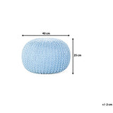 Pouf Rond en Coton Bleu Clair à Billes de Polystyrène Coussin d'Intérieur Conrad