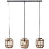 Suspension Lampe décorative Nature 3 x E27 max. 40 W en métal/rotin marron clair noir