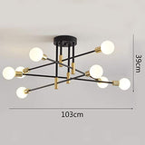 Vikaey Lustre industriel moderne de spoutnik, Lumière de plafond de base E27, Luminaire en métal noir pour la cuisine de chambre à coucher de salle de salon(8-lumière)