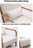 Canapé Chaise en Bois Massif Chaise Longue Soutien Lombaire Ventiler Coussin Tissu Convient pour Chambre Salon Salle d'étude,Blanc