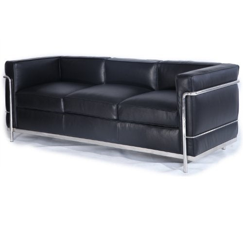 Kardiel Le Corbusier Style LC2 Canapé 3 places en cuir aniline Noir Kardiel Le Corbusier Style LC2 Canapé 3 places en cuir aniline Noir