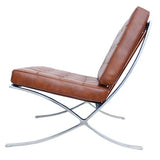 Chaise Barcelone Cognac Marron en Cuir semi-aniline Mies Van Der Rohe