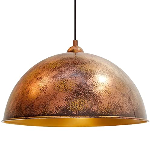 bamyum Suspension Luminaire en Metal de 30 cm, Plafonnier Vintage Peinte à la Main, Lustre Salon, Cuisine, Chambre, Salle à Manger, Couloir, Lampe Ronde E27, Suspension Luminaire, Éclairage Ton Cuivré