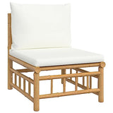 lvssiao Salon de jardin 3 pièces avec coussins blanc crème en bambou solide pour un usage quotidien