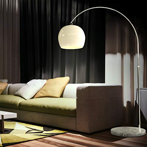 CCLIFE Lampe Lampadaire à arc salon courbée, Lampe arceau moderne en chrome Lampadaire sur pied marbre, Couleur: Blanc, réglable en hauteur 130-180cm CCLIFE Lampe Lampadaire à arc salon courbée, Lampe arceau moderne en chrome Lampadaire sur pied marbre, Couleur: Blanc, réglable en hauteur 130-180cm