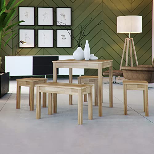 KROKWOOD Table à Manger Tomas En Hêtre Massif Huilé 75x50x75 Cm - Design Naturel Et Écologique