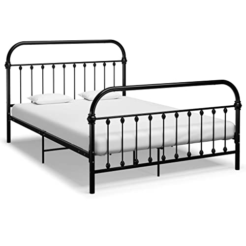 vidaXL Cadre de Lit Sommier à Lattes Lit Double Lit Adulte Cadre à Lattes sur Pied Chambre à Coucher Maison Intérieur Noir Métal 160x200 cm vidaXL Cadre de Lit Sommier à Lattes Lit Double Lit Adulte Cadre à Lattes sur Pied Chambre à Coucher Maison Intérieur Noir Métal 160x200 cm