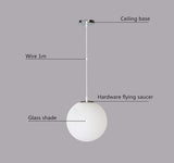 AUA Lustre boule en verre, Lampe suspension, Lampe intérieur simple pour Chambre Salon Couloir Restaurant Café 1pcs (25CM)