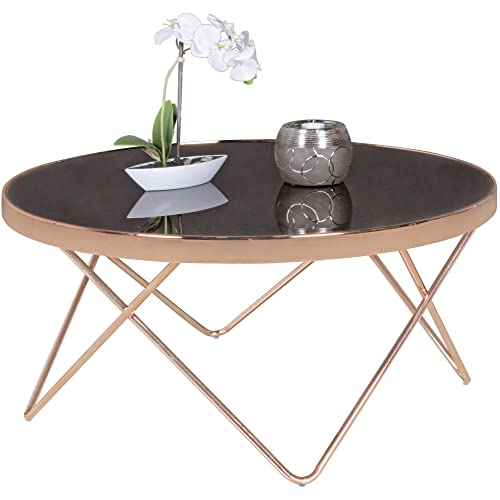 FineBuy Design Table Verre métal ø 82 cm Noir/Cuivre | Table du canapé Moderne | Table Basse en Verre Table | Table de Salon Rond FineBuy Design Table Verre métal ø 82 cm Noir/Cuivre | Table du canapé Moderne | Table Basse en Verre Table | Table de Salon Rond