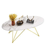 Y-Leah Table basse Nordique Ovale en marbre, Cadre géométrique Minimaliste en Fer forgé doré, ajoute à la beauté du Salon