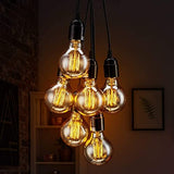 YNXing - Suspension Edison vintage - Réglable - Lampe suspendue - Luminaire industriel - Lustre noir - 1, 3, 5, 6 têtes - 8 supports de lampe