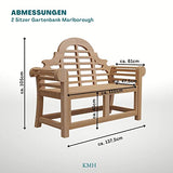 KMH Banc de jardin moderne de la série Marlborough - Assise de 110 cm - Banc de jardin massif et résistant aux intempéries avec repose-pieds - En teck solide - Banc de jardin avec dossier