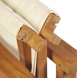 Chaise de metteur en scène en bois massif Teak, pliable, pour enregistrement de terrasse, extérieur, agritourisme, restaurant, marron et crème, 58 x 53 x 85 cm