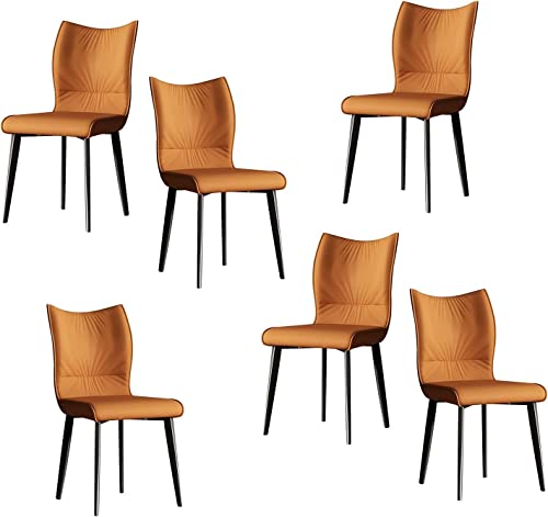 MZLaly Lot de 6 Chaises Salle Manger Cuir, Chaise Salon Moderne avec Pieds Acier Au Carbone Chaise Bureau (Color : Orange)
