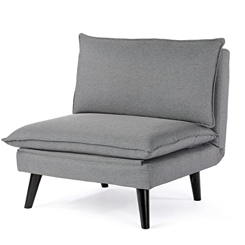 Vesgantti Canapé-Lit Convertible 1 Place, Fauteuil Chauffeuse 1 Place, 6 Positions Pliant, Grand Confort, pour Salon/Bureau/Chambre/Appartement/Petit Espace, Tissu Gris Vesgantti Canapé-Lit Convertible 1 Place, Fauteuil Chauffeuse 1 Place, 6 Positions Pliant, Grand Confort, pour Salon/Bureau/Chambre/Appartement/Petit Espace, Tissu Gris