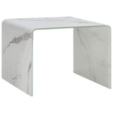 Tidyard Table Basse en Verre Trempé avec Un Aspect de Marbre Unique Style Moderne Blanc 50 x 50 x 45 cm