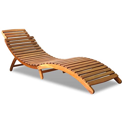 vidaXL Chaise Longue Bois d'Acacia Massif Marron Transat Chilienne Jardin