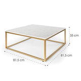 Besoa White Pearl II Table Basse 81,5x35 Or/Blanc