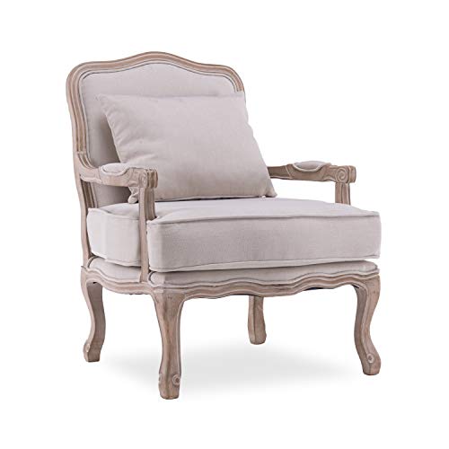 INTENSE DECO Fauteuil Gustave Style Louis XV Tissu Beige