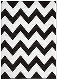 TAPISO Bali Tapis de Salon Chambre Ado Design Moderne Blanc Noir Géométrique Zigzag Poil Court Lisse 300 x 400 cm