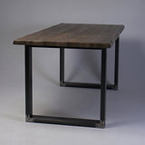 CosyWood Rough Edge Moderne Table de Salle à Manger, Fernanda (Brown)-Black (Mild Steel), 8 Seater W200xD90xH75cm