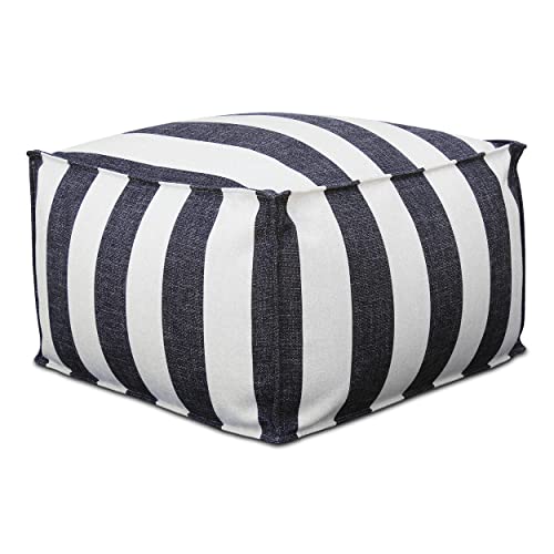 DESHOME - Pouf repose-pieds d DESHOME - Pouf repose-pieds d'extérieur et intérieur tissu hydrofuge, déhoussable avec rembourrage 80 x 80 x 50 cm : Pouf pour canapé de séjour chambre à coucher, Pouf rayé