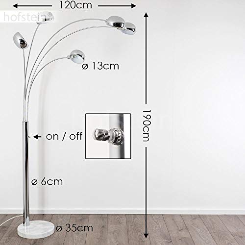 hofstein Lampadaire Nikkala, lampe sur pied en métal chromé avec effet de lumière, 5 x E14, lampe sur pied avec socle en marbre, sans ampoules