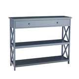 Table console, table d'entrée, 3 niveaux, design Classic X avec tiroir, salle d'entrée, table étroite, facile à monter (gris)