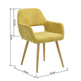 FURNISH1 Lot de 2 Fauteuil Chaise de Salle à Manger Scandinave en Tissu Jaune Métal Look Bois Chêne Design Salon Bureau Chambre