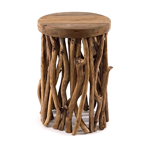 DESIGN DELIGHTS Table DAPPOINT Woods | Bois dacajou, 45x30 cm | Table Basse, Table en Bois, Table de téléphone, Tabouret en Bois de Racine, Tabouret pour Plantes