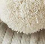 SWECOMZE Macramé Tissé à la Main Rond Coussins Boho avec Pompons, décorative pour canapé Bureau Salon, Beige (Beige)