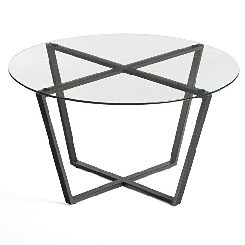 Mango Steam Table Basse Rond en Verre, Dessus Clair et Base Noire Mango Steam Table Basse Rond en Verre, Dessus Clair et Base Noire