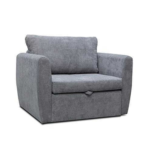 Petit Canapé lit Convertible Salon Chambre d Petit Canapé lit Convertible Salon Chambre d'ado Fauteuil Tissu Peluche SARA 80 (Gris foncé)