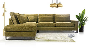 Siblo Canapé d'angle avec Coussins 90x310x224 cm - CORBLACK Collection - Elégant Canape 4 Places - Meubles de Salon - Confortable Canapé - Vert - Côté Gauche