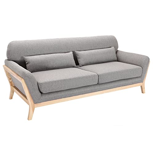 Miliboo Canapé scandinave 3 Places en Tissu Gris et Bois Clair Yoko Miliboo Canapé scandinave 3 Places en Tissu Gris et Bois Clair Yoko