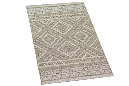 CARPETIA Tapis Sisal Intérieure & Extérieure Balcon Cuisine Terrasse Salle de Séjour - Motif À Losange - Beige crème Größe 140x200 cm CARPETIA Tapis Sisal Intérieure & Extérieure Balcon Cuisine Terrasse Salle de Séjour - Motif À Losange - Beige crème Größe 140x200 cm