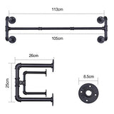 OROPY Portant à vêtement Industriel, Porte Manteaux Amovible 105cm, Penderie Murale Rail de Suspension Style Loft de Tuyau Barre en Métal (Quatre Bases)