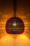Lampe Suspension Luminaire marocaine Herera 30cm Cuivre E27 Douille | Plafonnier Lustre de Salon marocain oriental | Lanterne électrique indienne Vintage design décoration de maison orientale arabe