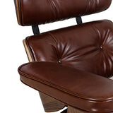 Xin Hai Yuan Chaise Pivotante Mid Century Lounge Chair avec Pouf, Fauteuil Inclinable en Cuir Véritable avec 8 Couches en Bois Massif Et Base en Aluminium Robuste pour Salon, Bureau, Salon