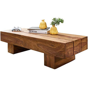 FineBuy Table Basse Bois Massif Sheesham Table de Salon 120 x 30 x 45 cm | Table d'appoint Style Maison de Campagne | Meubles en Bois Naturel Table de Sofa | Table en Bois Massif Meubles en Bois Massif