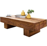 FineBuy Table Basse Bois Massif Sheesham Table de Salon 120 x 30 x 45 cm | Table d'appoint Style Maison de Campagne | Meubles en Bois Naturel Table de Sofa | Table en Bois Massif Meubles en Bois Massif