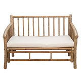 ROCKING GIFTS Fauteuil en Osier de Bambou avec Coussin en Coton Blanc, siège décoratif et Fonctionnel, Chaise de Salon, Jardin, 115 cm