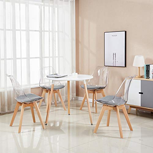 Table à Manger Ronde en Bois Blanc pour 4 - Ensemble Moderne de Table et Chaises 800mm | Homary Table à Manger Ronde en Bois Blanc pour 4 - Ensemble Moderne de Table et Chaises 800mm | Homary